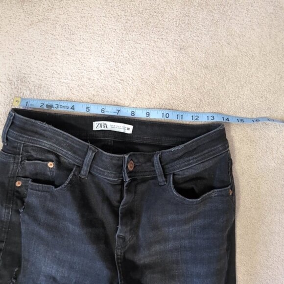 Zara Raw Hem Skinny Retro 70s 80s Moto Biker Style Jean's 6 - Picture 4 of 7